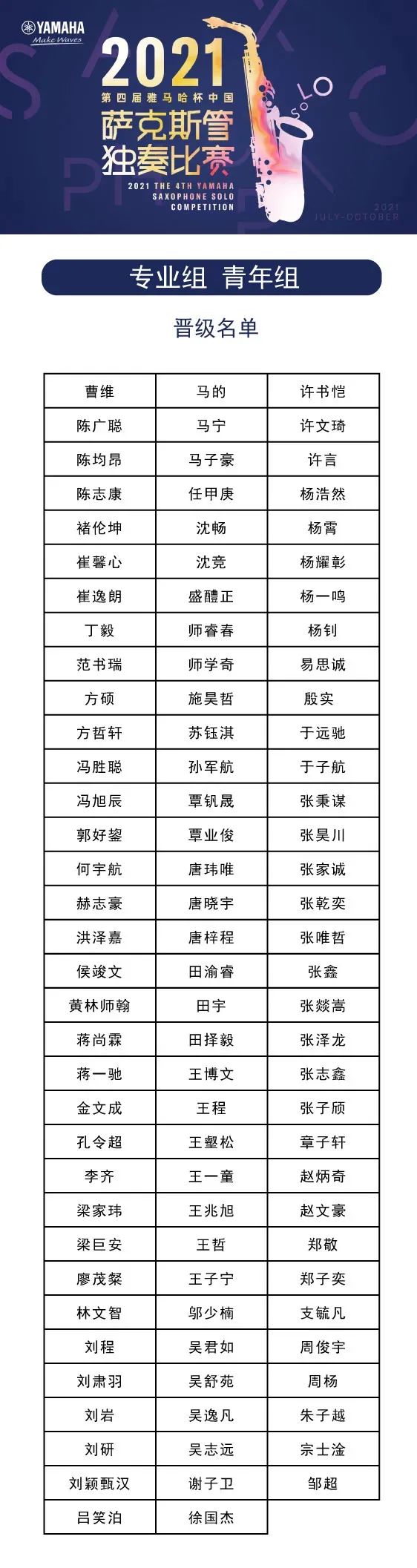 第四届“千亿球友会杯”（中国）萨克斯管独奏比赛——决赛名单公布，决赛报名通道开启！